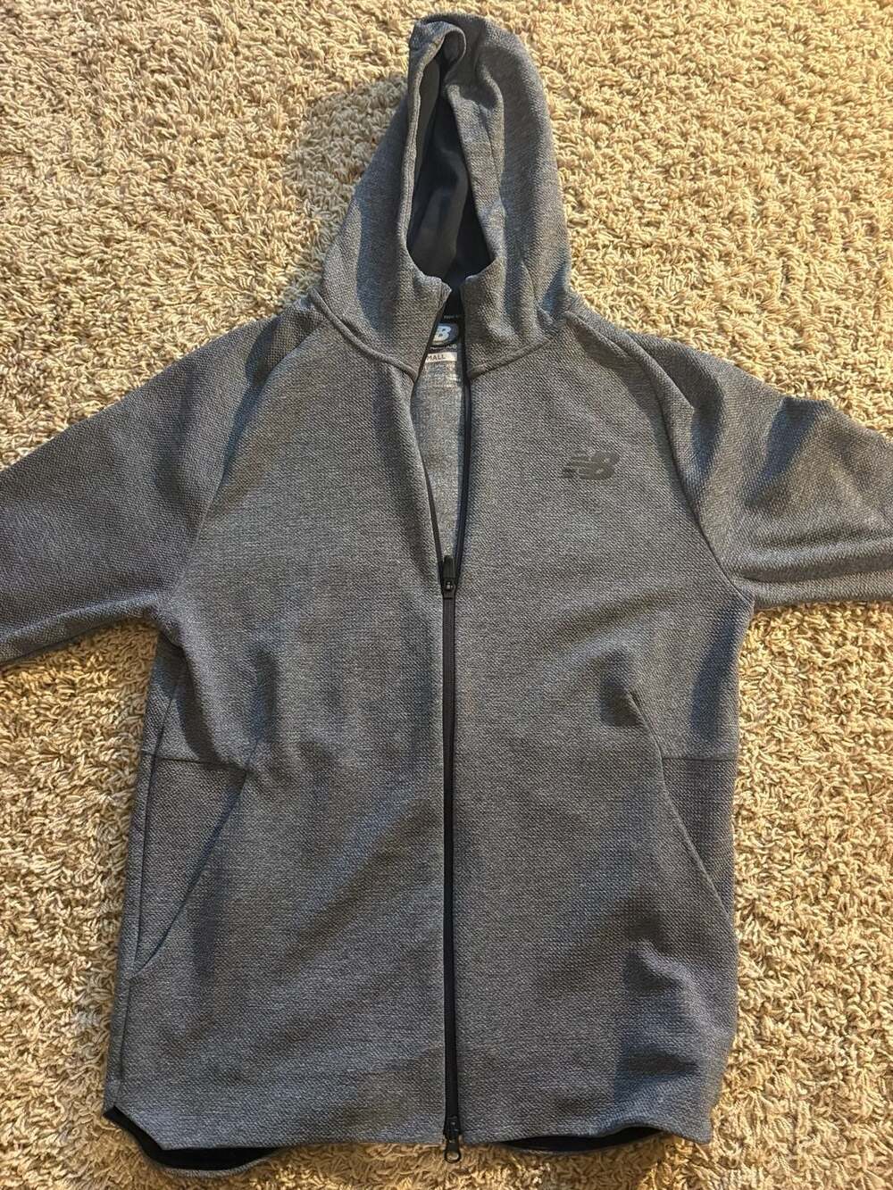 New Balance Full Zip Hoodie Size S Charcoal Herringbone - Picture 1 of 6